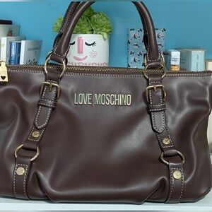 Love Moschino Brown Leather Handbag